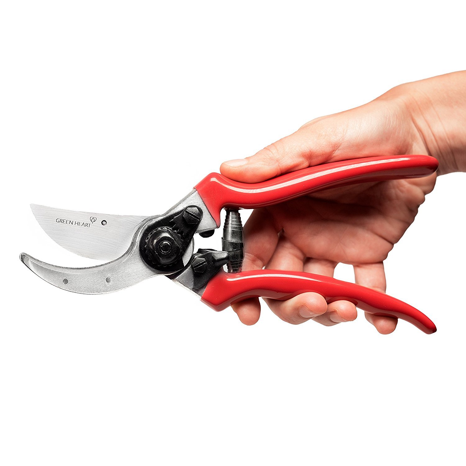Green Heart Garden Bypass Pruning Shears with Premium Carbon Blades and Safety Lock