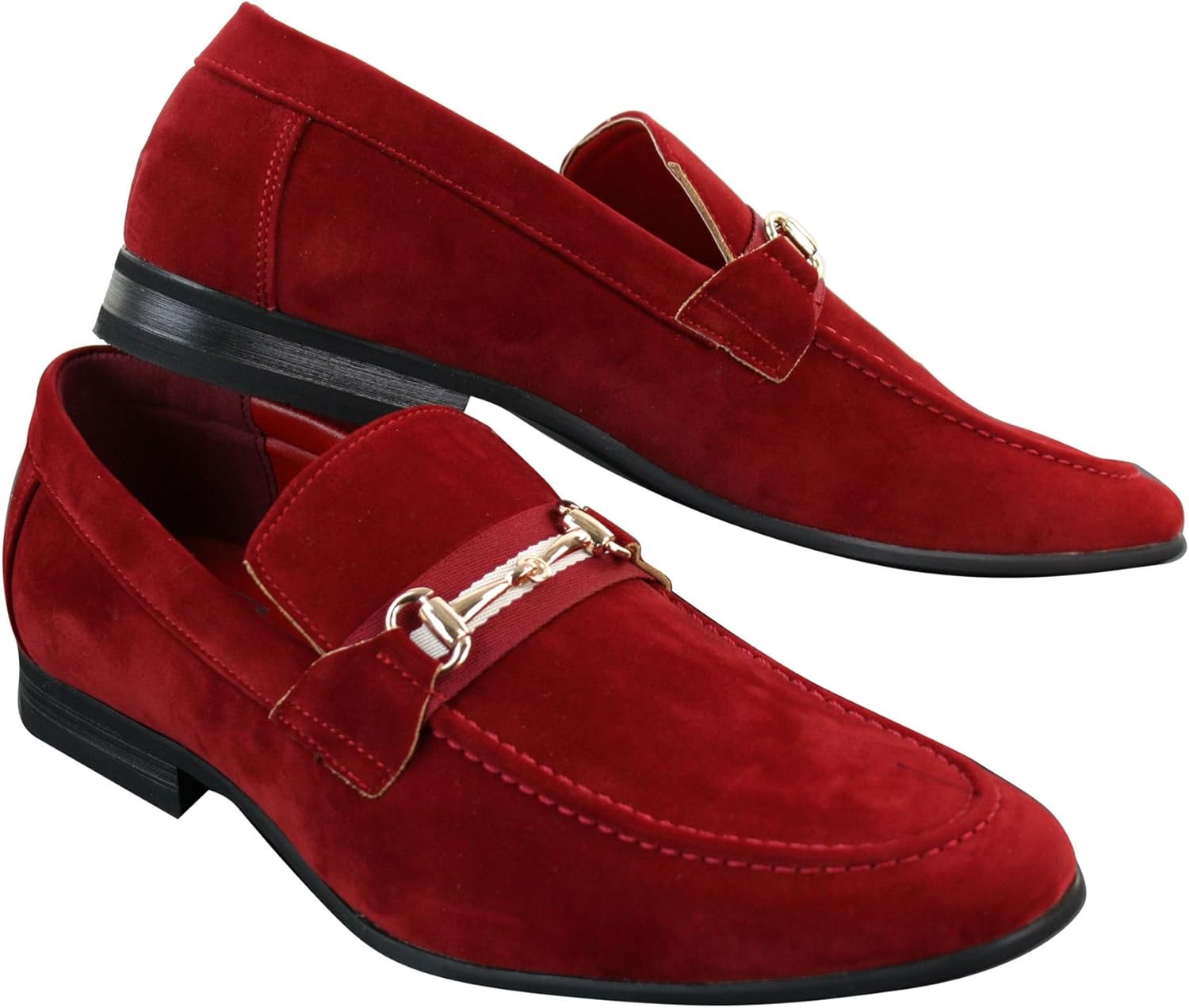 red suede casual slip on