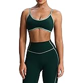 Aoxjox Women's Color Block Workout Sports Bras Fitness Lexi Lined Strappy Bra Athletic Yoga Crop Tank