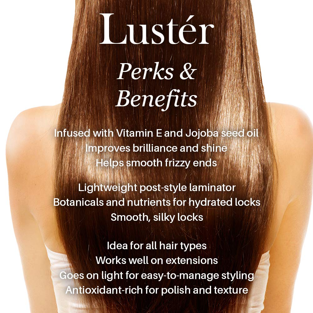 L’ange Hair Lustér Spray Laminate | Helps Add Shine and Smooth Away Frizz | Alcohol-Free Formula Enriched with Jojoba Oil, Safflower Oil, and Antioxidants