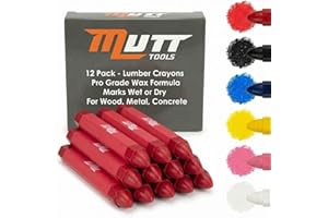Mutt Tools Marking Crayons 12 Pack - Lumber Crayon for Wood Concrete Metal and Tire Marking - Hexagonal Construction Crayon, 