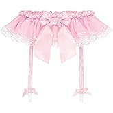 Satini Frilly Lace Sissy Chiffon Sheer Garter Suspender Belt Lingerie Knickers