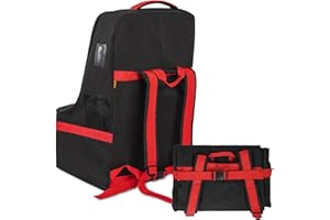IBVIVIC Padded Car Seat Travel Bag for Airplane, Heavy Duty Car Seat Bag for Air Travel Gate Check Carseat Carrier Bag with Shoulder Strap, Fits Most Baby & Infant Car Seats (Black Red)
