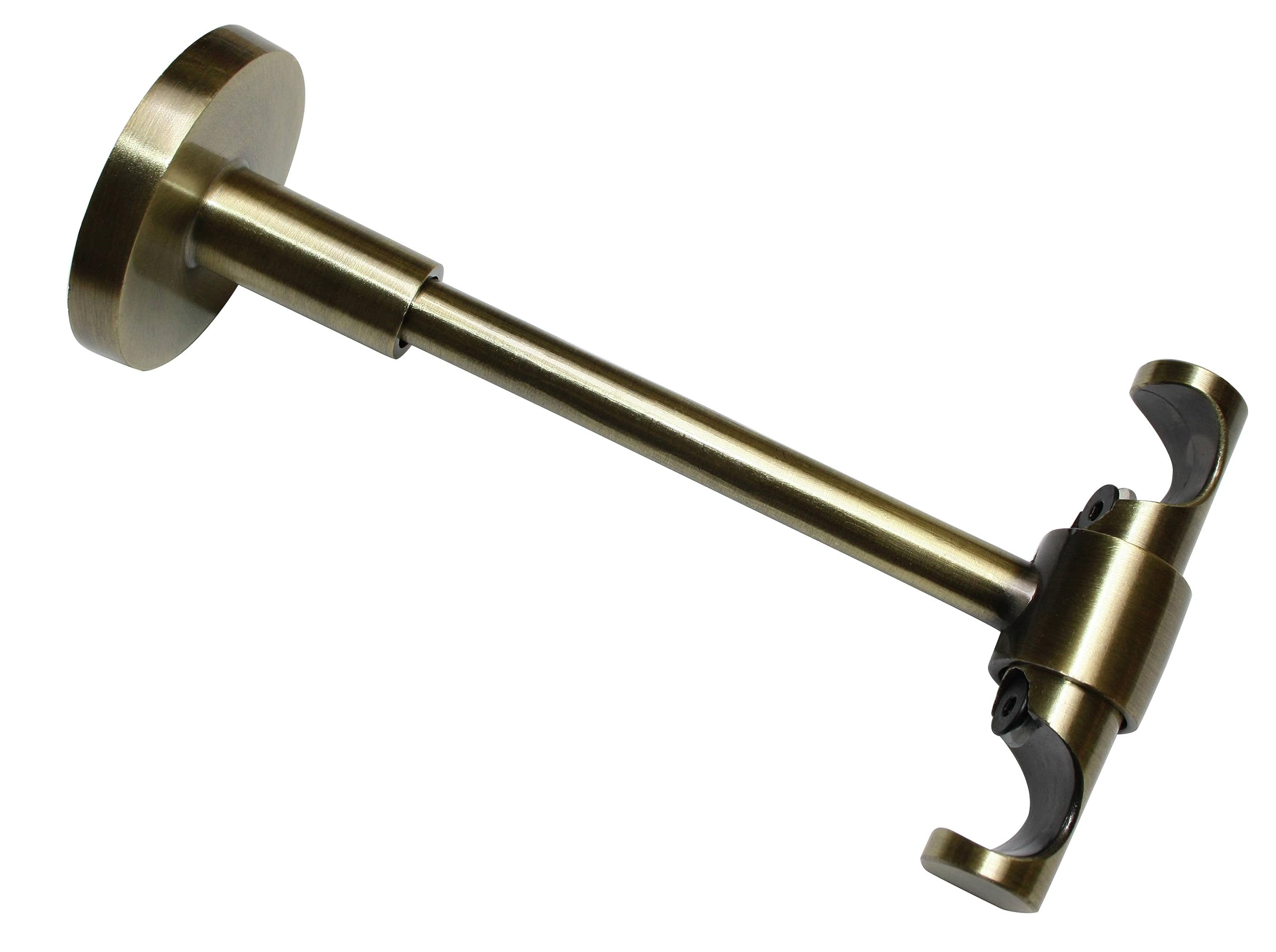 Gardinia Memphis Series Ceiling Support for Curtain Rods, 2-Track Open, Rotatable, Distance from Wall 13 cm, Diameter 16 mm, Metal, Antique Brass