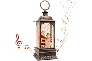 EDDORUNNING Santa Claus Snow Globe, Christmas Decoration, Thanksgiving Snow Globe Lantern, Christmas Snow Globe Musical Sparkly Swirling Snow, 3 Settings Batteries or USB Cable, Holiday Decoration