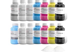 RocRow InkSonic DTF Ink 3000ML and Powder Kit Supplies, Premium DTF Transfer Ink for PET Film, Refill Ink Compatible for DTF Printer L1800, R1390 L805 L800 DX5 DX7 XP600 I3200 TX800