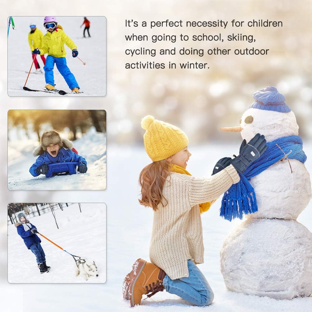 Boys Girls Winter Gloves Kids Ski Snow Snowboard Anti-slip Waterproof Gloves Warm Gloves for Children 6-12 Years Old: Clothing