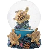 Elanze Designs Coral Reef Sea Turtles 100MM Sturdy Wind Up Musical Glitter Water Snow Globe Tabletop Dresser Nightstand Figurine Decoration Plays Tune Wonderful World