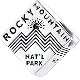 Rocky Mountain National Park Square Charms for Pandora USA Souvenir Bracelet Necklace, 925 Sterling Silver Colorado Travel Jewelry Beads, Gift for Women/Best Mom/Friends