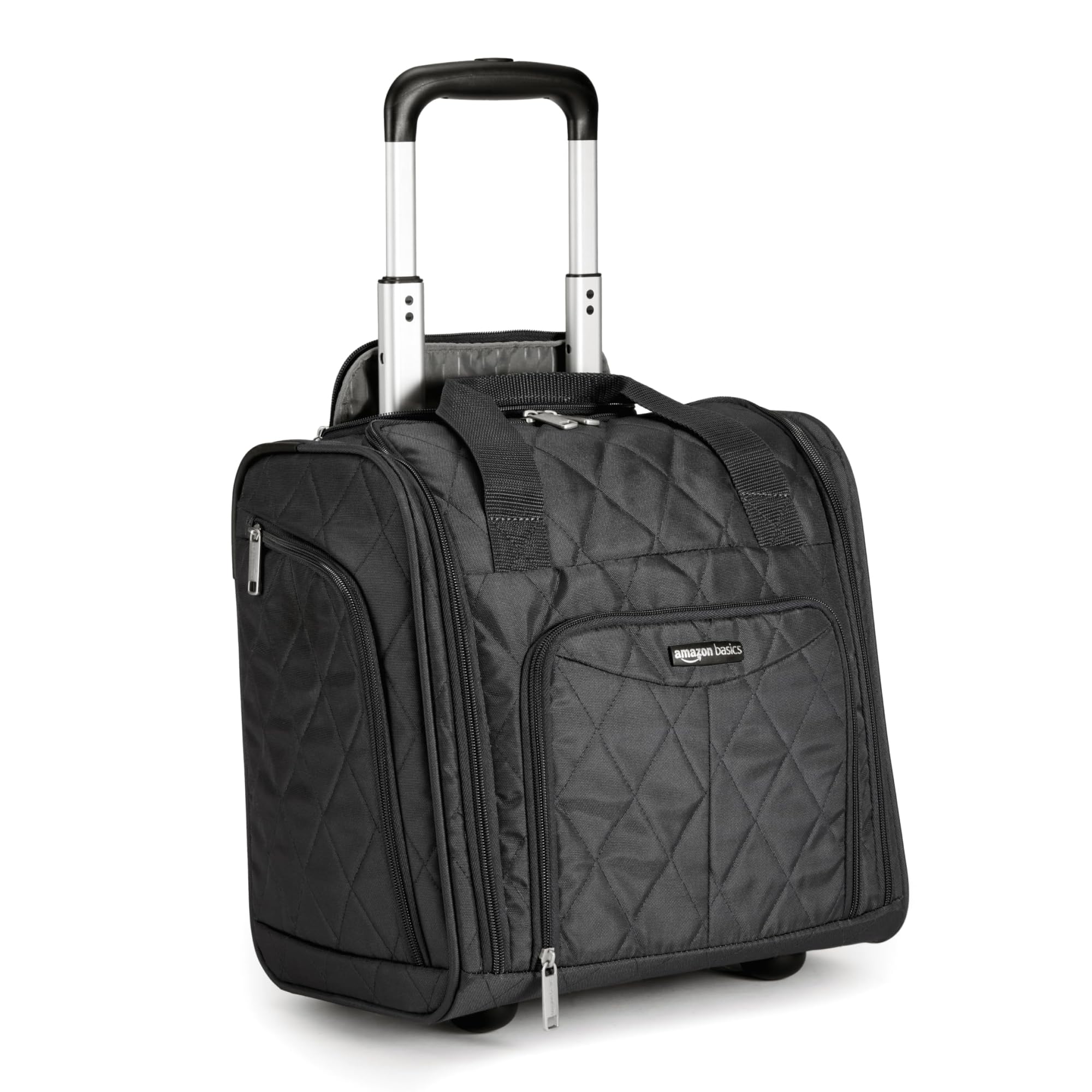 Photo 1 of *****************zipper is broken****************
Amazon Basics Underseat Carry On Luggage with Wheels - 14" Rolling Travel Bag, Black Quilted