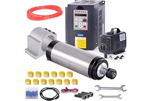 CNC Spindle Motor Kit, MYSWEETY 110V 2.2KW Water Cooled Spindle Motor + 2.2KW Single to 3 Phase VDF+110v Water Pump + 3.15 Inch Clamp + 196 Inch Water Pipe + 40 Inch Electric Wire+ 13pcs ER20 Collet
