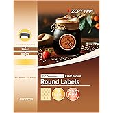 VZCPYTPM Kraft Round Label 2.5" Diameter,Brown Self Adhesive Removable Labels,Sure Feed Technology,Laser/Inkjet Compatible,225 Labels,25 Sheets