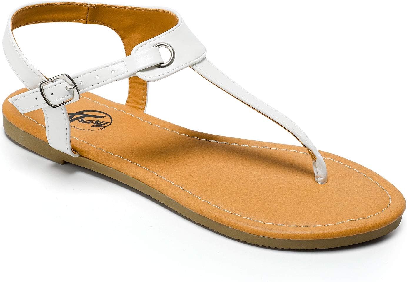 Open Toe Strap Thong and Buckle Flat Sandals for Women