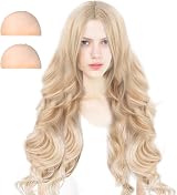 AYNKH Long Blonde Wave Wigs 27 Inch Curly Hair for Women Fancy Dress Cosplay view 3