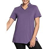Miss Fortune Women's Polo Shirts, Golf V-Neck Workout Tops, Moisture Wicking Ladies Golf Shirt Losse Fit for Tennis Yoga