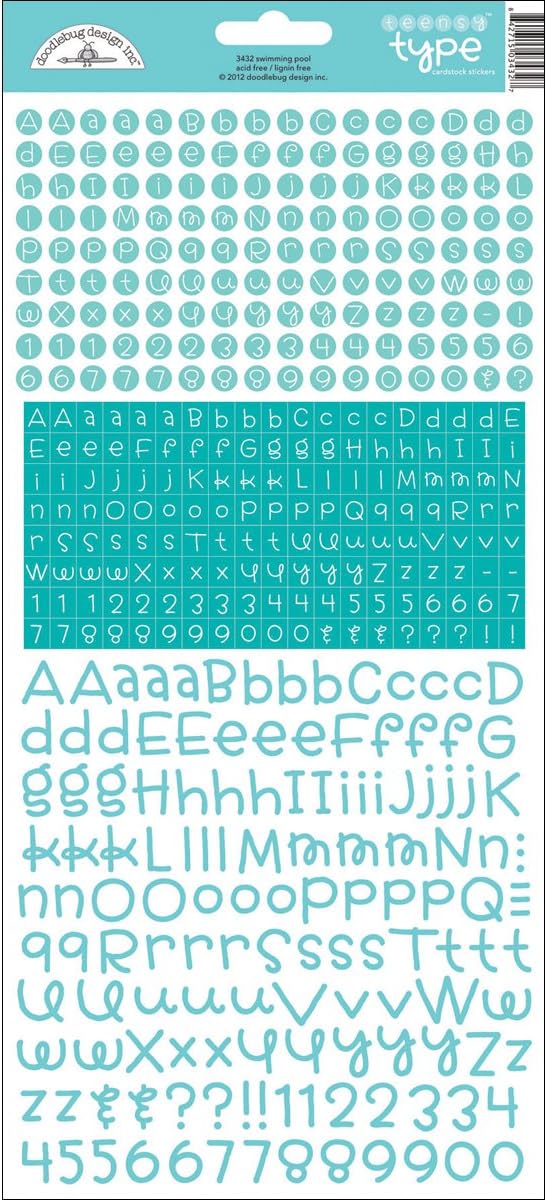 Monochromatic Doodlebug Designs Teensy Type Card Stock Stickers, Swimming Pool