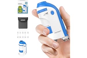 HUTACT Pocket Microscope for Kids Portable Miniscope: 60-135X Mini Microscope with 5 Prepared Slides - Science Education and Nature Exploration Gifts for Boys Girls 6 7 8 9 10 11 12 (Azure Blue)