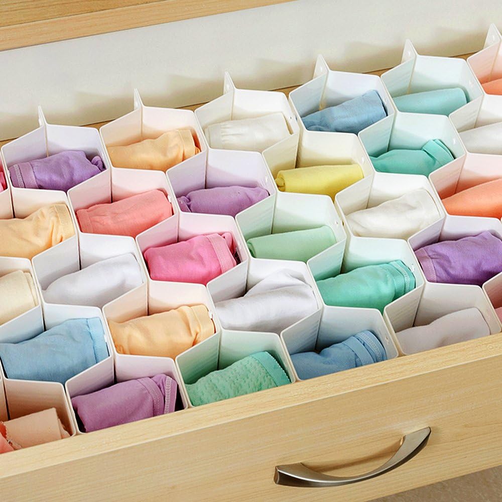 Joysoul Deep Plastic Drawer Organizer Dividers 18 Slotes For Socks Underwear Jewelry Gloves Tights Stockings Ties Arts And crafts