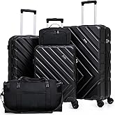 Eeeza Luggage Sets 5 Piece, Suitcases with Wheels, ABS Hard Case Luggage with TSA Lock Spinner Wheels, Carry On Luggage Set(5 Piece Sets (20"/24"/28"/DB/TB))