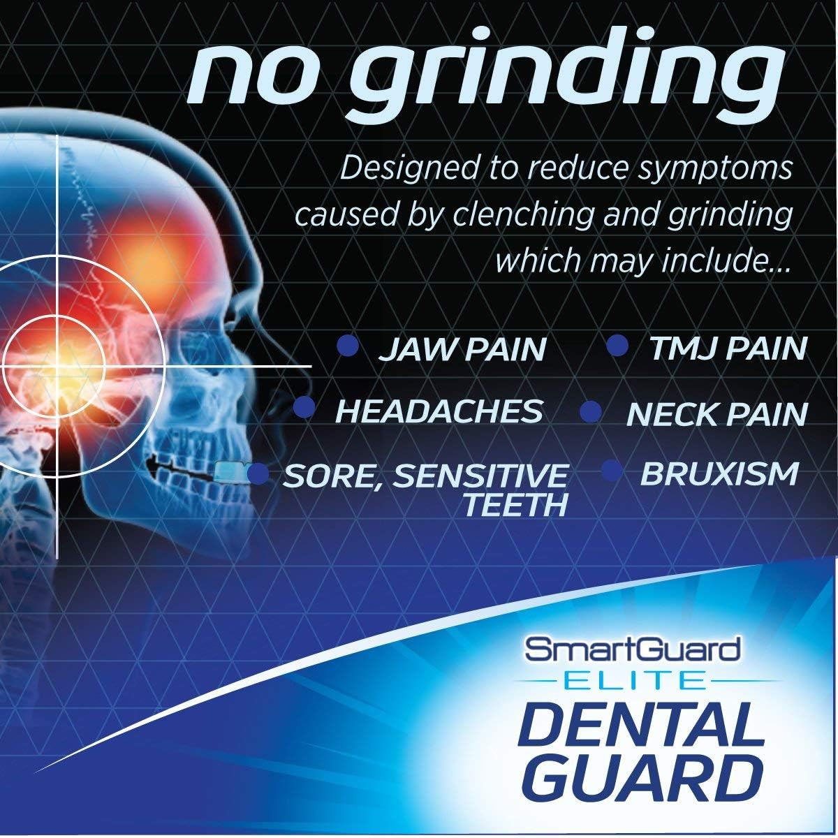 SmartGuard Elite Night Guard (2 Guards & 1 Cleaning Case) for Clenching & Grinding Teeth (Bruxism), Dentist's Choice, Covers Upper Front Teeth, Personal Comfort Fit: Health & Personal Care