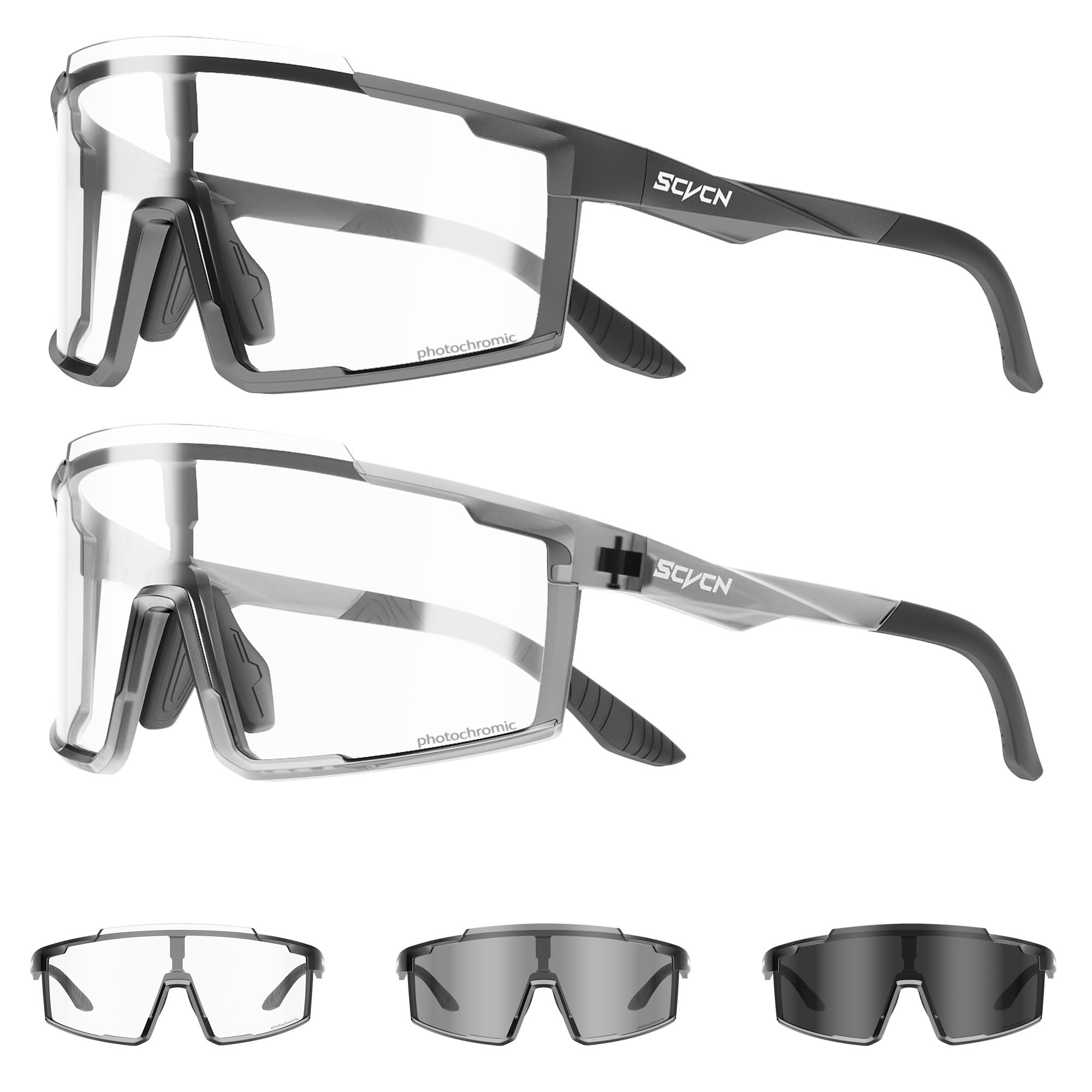 Photo 1 of SCVCN 2Pack Photochromic Cycling Glasses Sports Sunglasses for Men Women Mountain MTB Glasses UV Protection Running