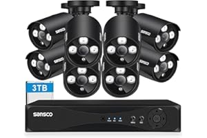 [3TB + True HD] SANSCO Wired Security Camera System, 2K 8CH DVR Recorder with 8X 2MP CCTV Outdoor Waterproof Cameras for Home Security- No Monthly Fee, 24/7 Recording, Remote Access, 3TB HDD
