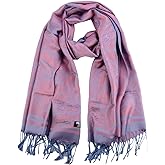 Iristide Women's Pashmina Shawl and Wrap Two Tone Ethnic Paisley Pattern Scarf 70.8'X27.5'