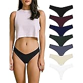 SHARICCA Women No Show Seamless Underwear Thong Invisible Soft Panties Multi Pack