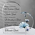Yulejo Christian Bible Verses Decor Christian Gift for Woman Prayers Religious Gift Inspirational Gift Scripture Decorative Signs Motivational Gift Plaques Table Decor (Blue Flower)