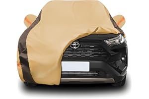 FSGRICH RAV4 Car Cover Waterproof All Weather Compatible with Toyota RAV4(2006-2024), Outdoor Anti-UV Sun Rain Protection Full Exterior Cover (Camel with Brown)