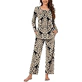 Bestbee Women's Pajama Set, 2 Piece Lounge Outfits Sleepwear Fall Long Sleeve Long Pant With Pockets Ladies Pjs