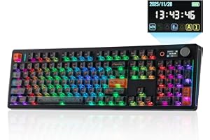 EPOMAKER TH108 V2 PRO Wireless Gaming Keyboard with TFT Screen&Knob, 10000mAh, RGB, 2.4Ghz/BT/USB-C, PBT Keycap, Custom Drive