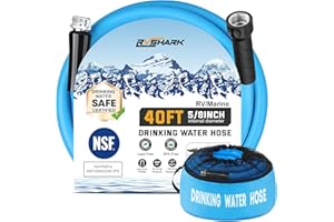 RVshark RV Water Hose 40FT, NSF ANSI CAN 372 Lead-Free Certified, 5/8'' Premium Drinking Water Hose with Storage Bag, BPA-Fre