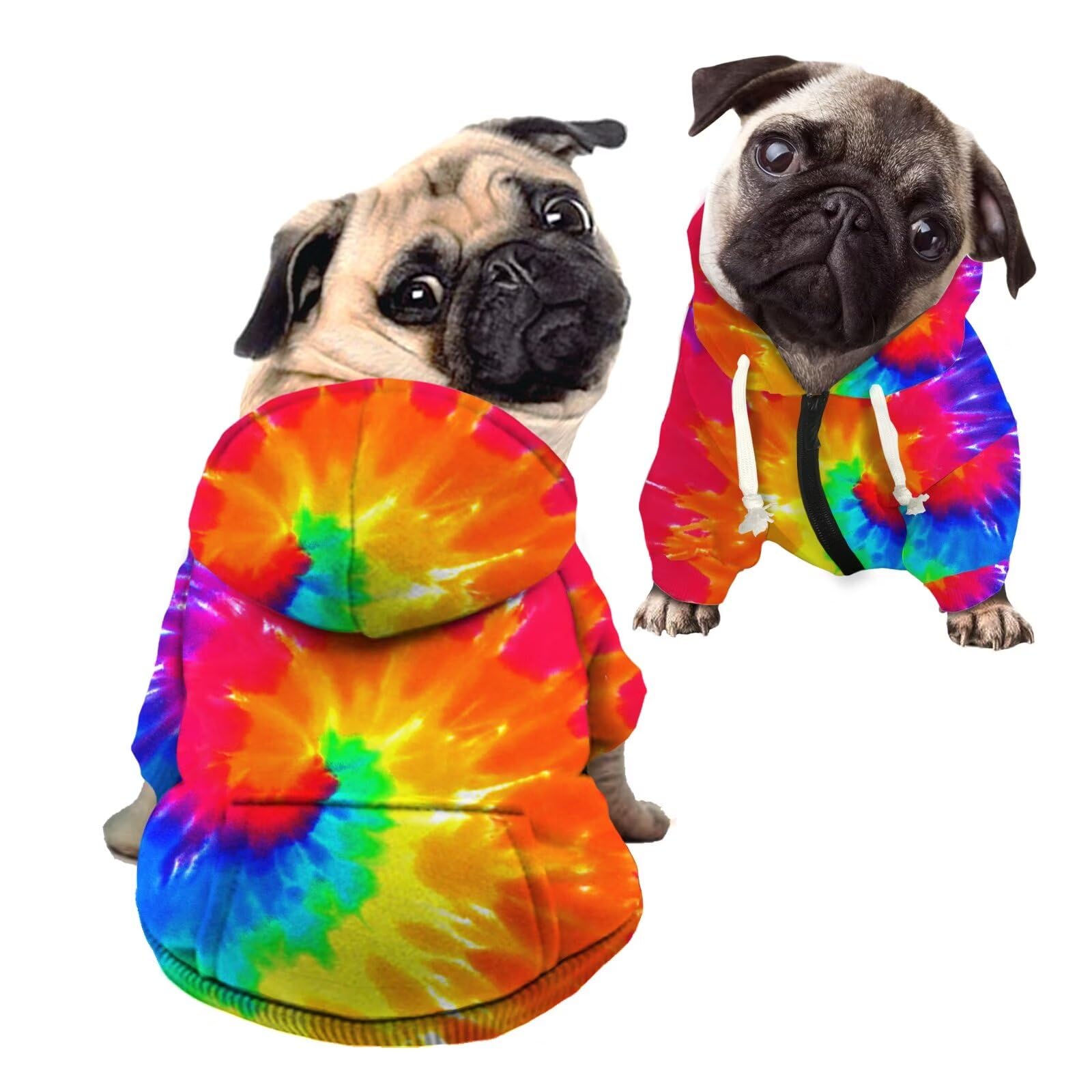 Howilath Dog Hoodie Dog Sweaters with Hat, Tie-dye Rainbow Soft and Warm Dog Sweater for Small Medium Large Dogs Cats Shirt - S, Small (Pack of 1), (D86)