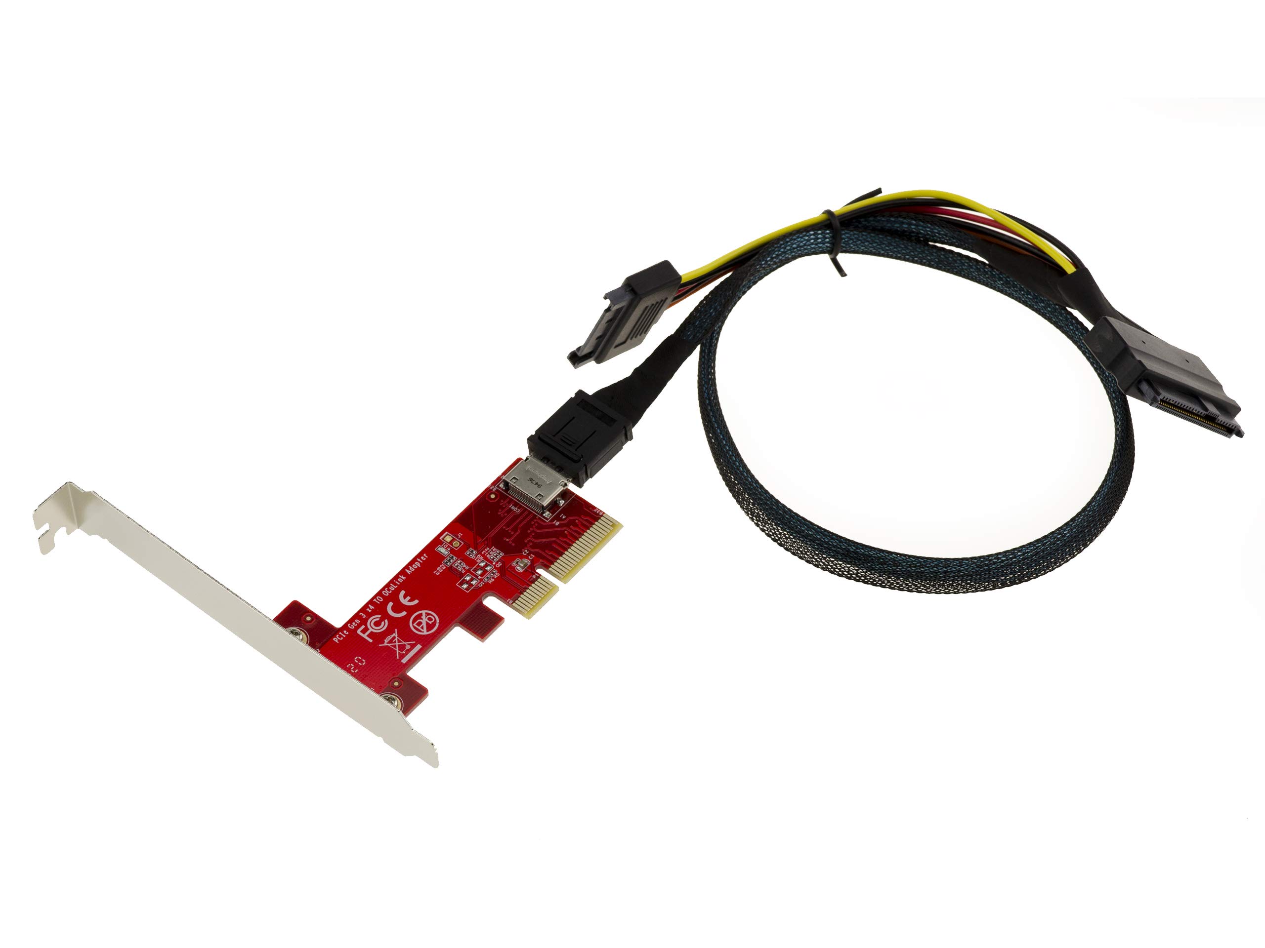 KALEA-INFORMATIQUE PCIe x4 to Oculink SFF-8612 controller card for SSDs with 1m 68Pin SFF-8639 cable - LOW AND HIGH PROFILE SQUARES