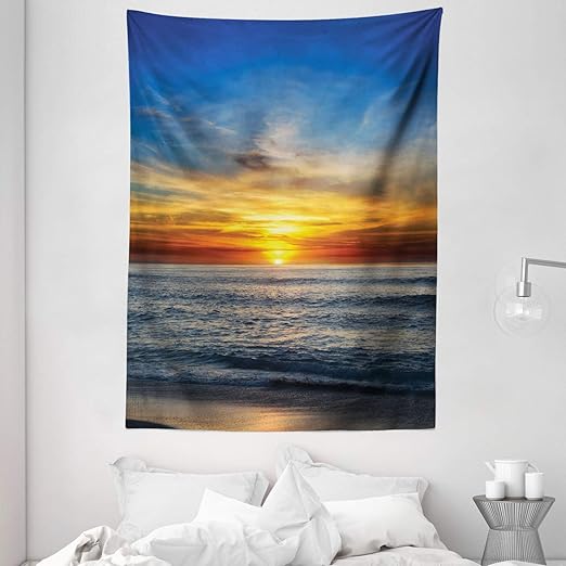 Amazon Com Ambesonne Ocean Tapestry Sunset Over Pacific Ocean