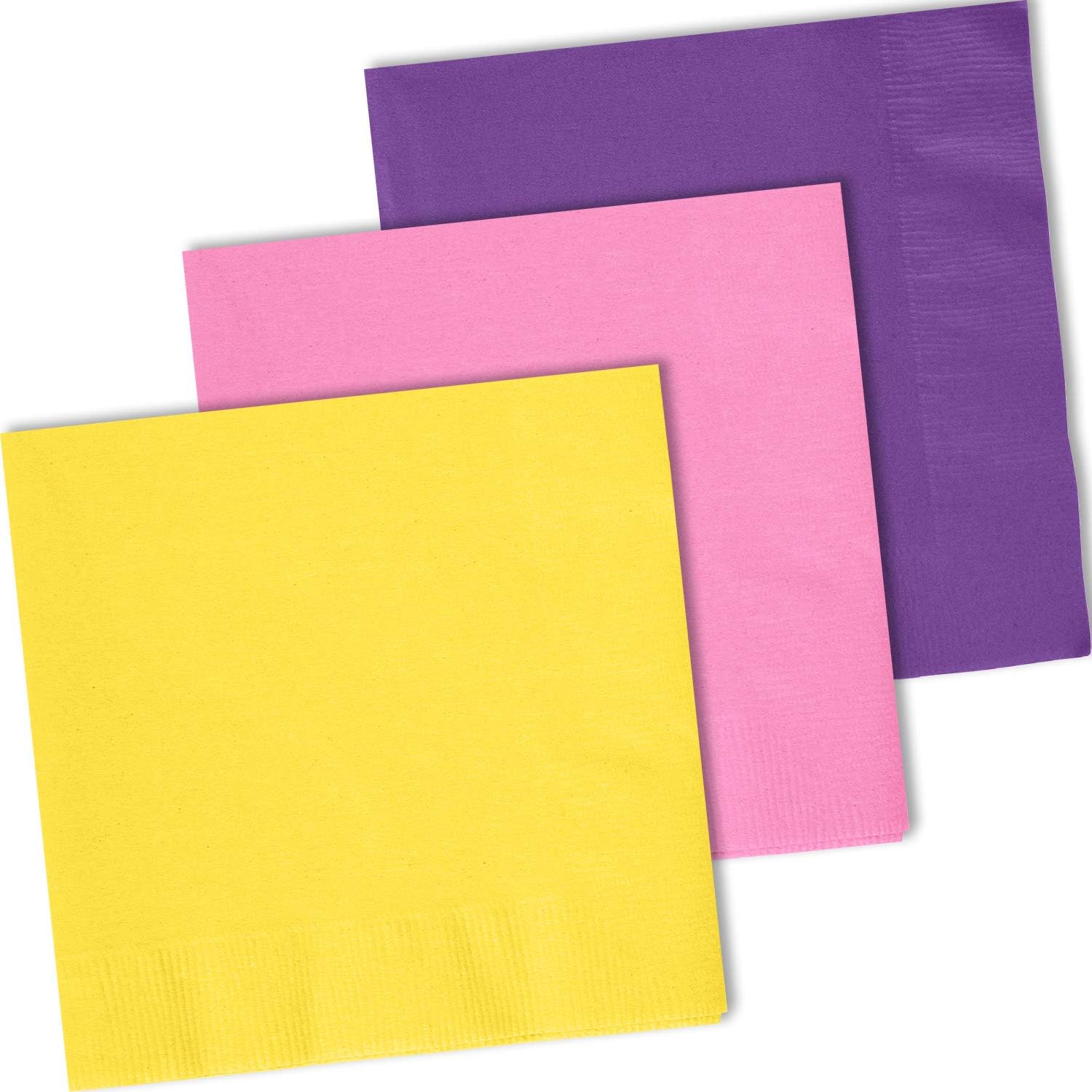 150 Lunch Napkins, Candy Pink, Lemon Yellow, Amethyst 50