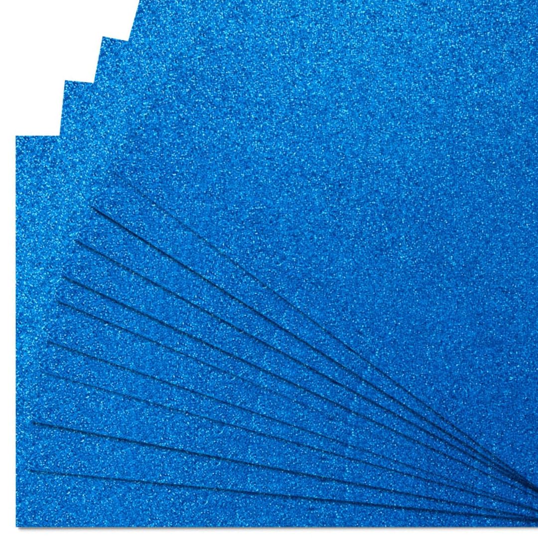 Springboard A4 Blue Glitter Card Sheets - 10-Pack 290gsm Non Shed Glitter Cardstock for Card Making - Compatible w/Die-Cutting Machines - Sparkly Craft Supplies