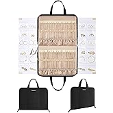 BAGSMART Travel Jewelry Organizer Case Portable Jewelry Roll Bag Tangle-free Necklace Storage Foldable Transparent Pockets for Earrings Rings Bracelet Travel Essentials Black