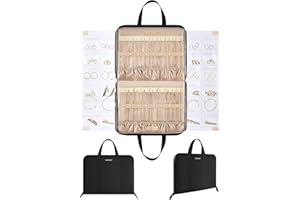 BAGSMART Travel Jewelry Organizer Case Portable Jewelry Roll Bag Tangle-free Necklace Storage, Foldable Transparent Pockets f