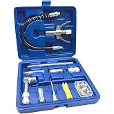 HANTUO 17 Piece Grease Gun Accessory Kit, Quick Connect Grease Coupler Set with 90&deg; Adapter, 12 Inch Spring Flex Hose, Grease Zerk Fittings &amp; Cleaning Tool, Universal for 1/8" NPT Grease Guns