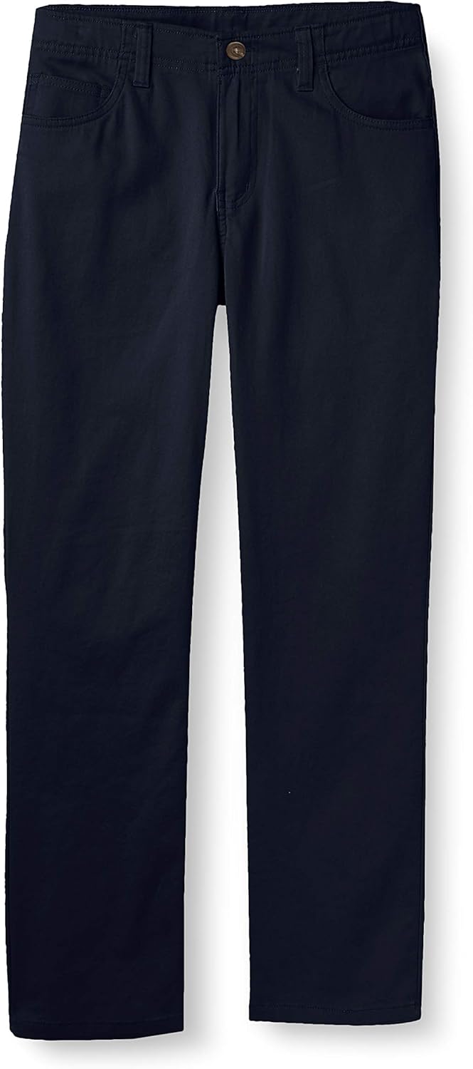Chaps Boys' School Uniform Stretch Twill 5 Pocket Pant, Navy, 12 Husky