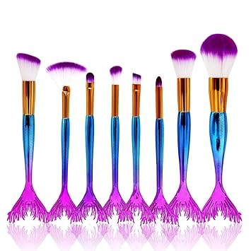 Amazon.com: Juego de 10 brochas de maquillaje de sirena ...
