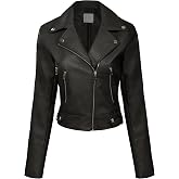 Design by Olivia Women's Long Sleeve Zipper Closure Moto Biker Faux Leather Jacket