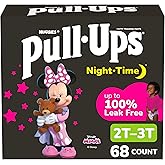 Pull-Ups Girls' Nighttime Potty Training Pants, Training Underwear, 2T-3T (16-34 lbs), 68 Ct, Packaging May Vary