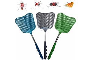 Telescopic Fly Swatter, Jakeloo 3 Pack Fly Swatter for Indoors Plastic Flyswatter Heavy Duty with Stainless Steel Telescopic Handle Ideal for Summer Home/Indoor/Outdoor/Classroom/Office (Mixed Colour)