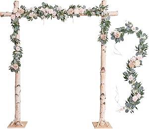 Ling's moment Wedding Arch Decor Flowers 2 Rows 6.5ft Blush Floral Arrangements for Wedding Arch Backdrop Ceremony Decorations