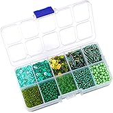 Hiswan Assorted Bead for Jewelry Making, Glass Seed Bugle Tube Beads Loose Sequins Multiple Sizes for Crafts Sewing Jewelry Making