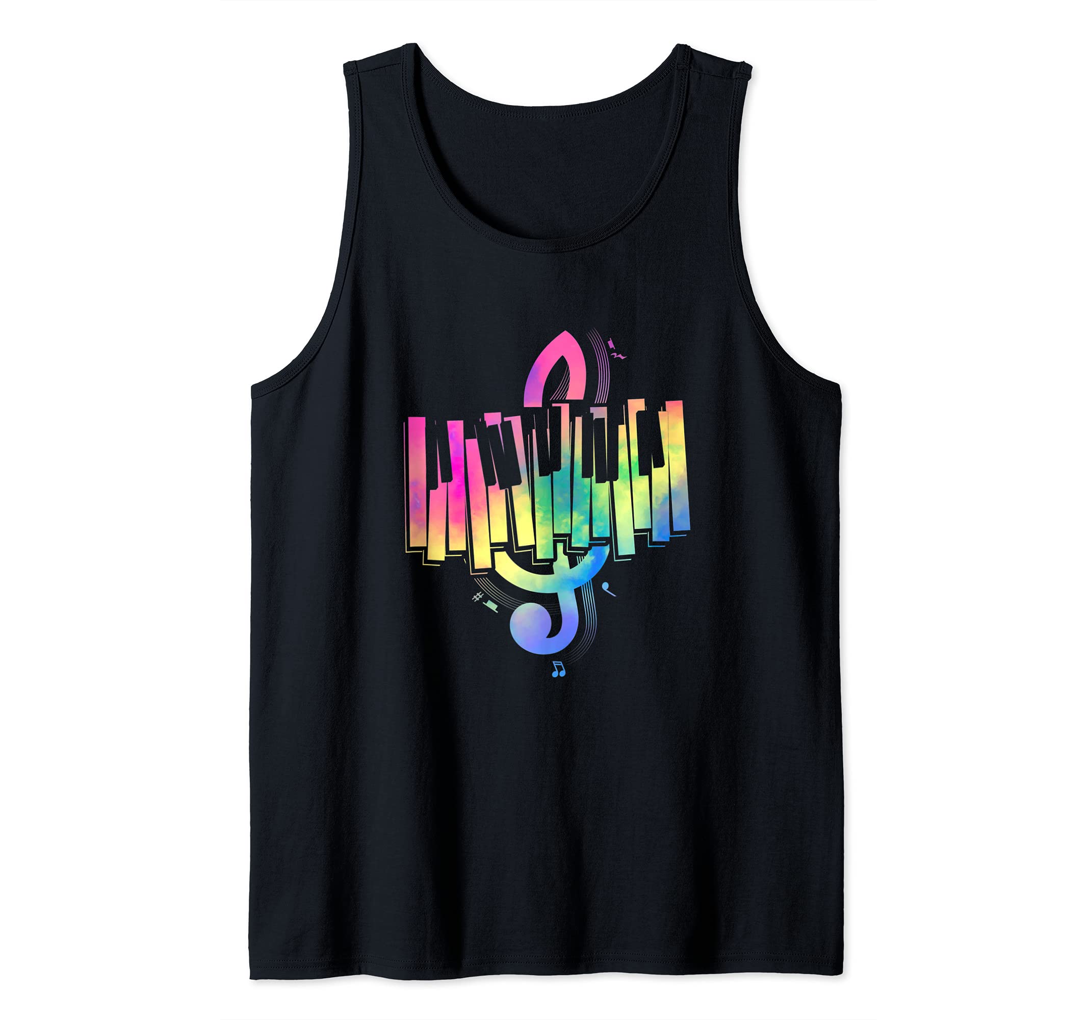 Music Notes Pianist Musician Colorful Piano Keyboard Piano Tank Top