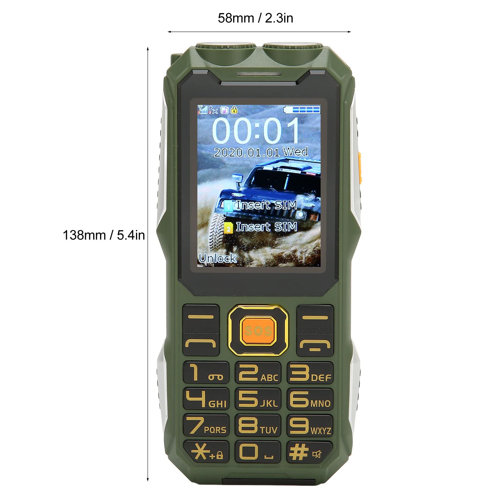 Unlocked Senior Cell Phone, Big Button Dual SIM Senior Phone, Easy to Use Mobile Phone with Large Capacity Battery, Flashlight, SOS Key, Voice Recorder, Calendar, Alarm Clock, Calculator, Green